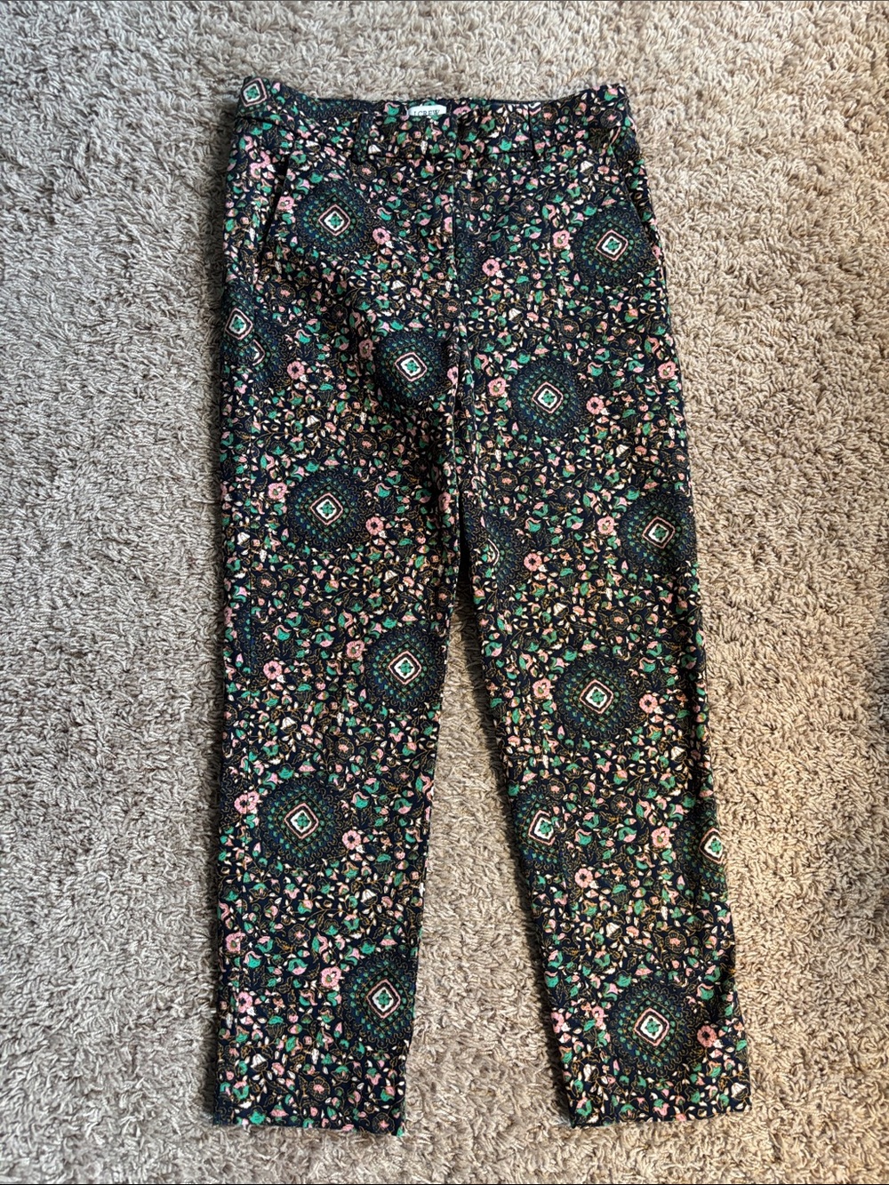 J. Crew Black Floral & Green Patterned pants